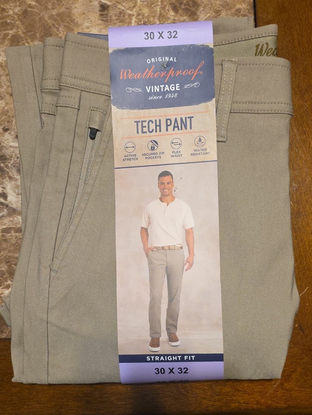 Weatherproof Men’s Khaki Tech Pant - Straight Fit
